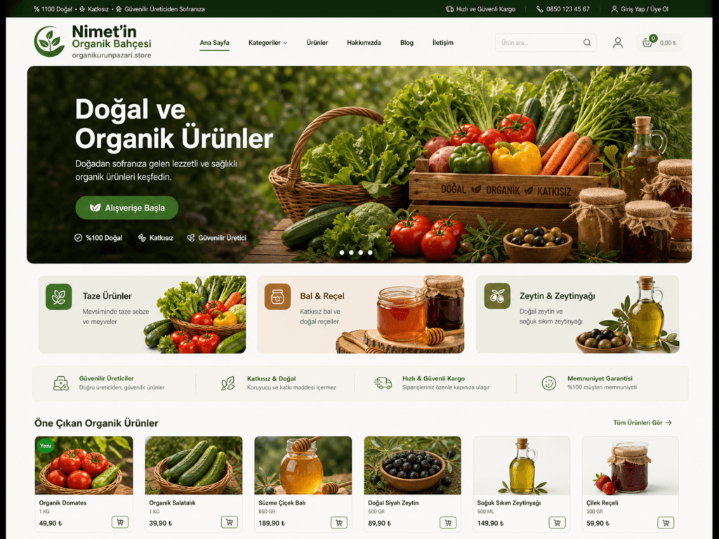 Organik Ürünler İçin Hızlı ve SEO Uyumlu Web Sitesi Paketi
