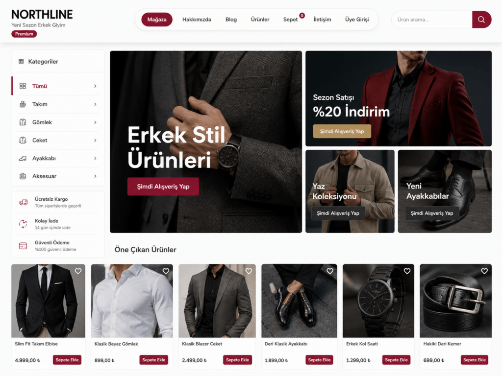 Northline Men Theme - Premium Erkek Giyim Teması